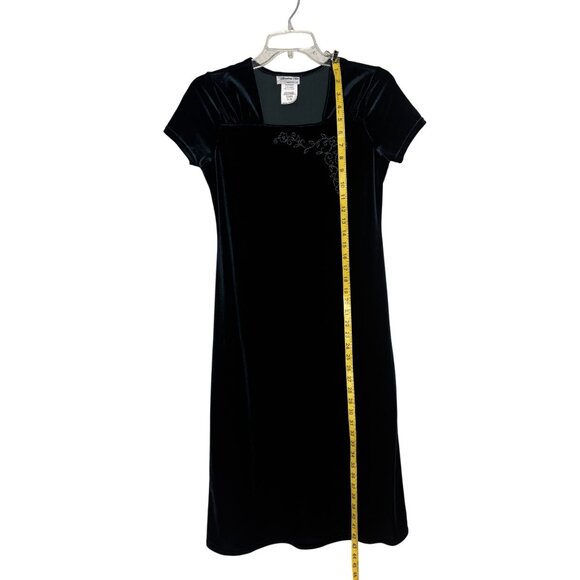 Velvet Dark Green Cap Sleeve Dress Girls Size 14.5  By Disorderly Kids - Picture 6 of 8